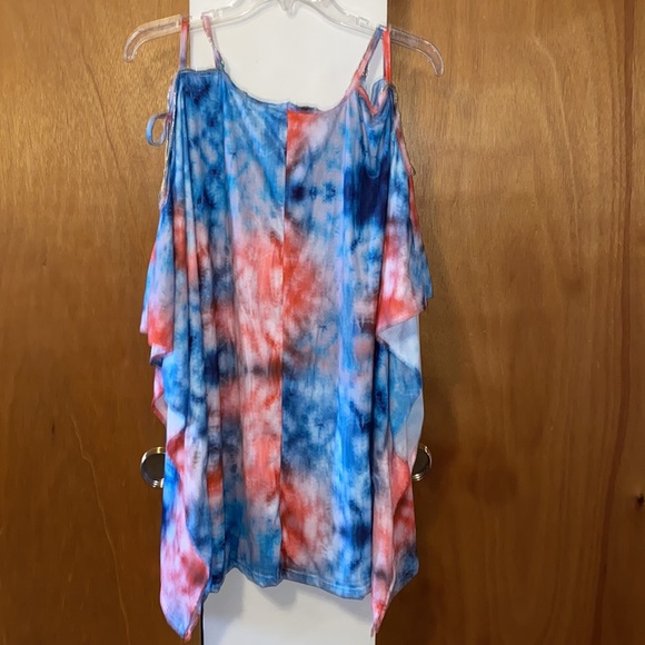 💙NWT Lulla Collection Tie Dye Cover Up Dress w/Gold Beads - Picture 6 of 7